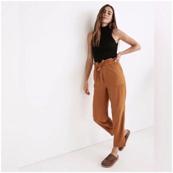 MADEWELL Women's Orange Dunaway Paperbag Pants Small AN843 ($89.50) - Picture 2 of 12